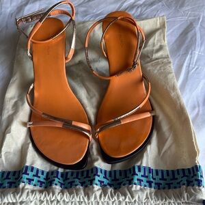 Tory Burch Orange and Silver Strappy Heels